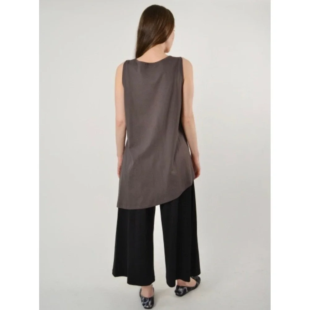 Bryn Walker Womens Large‎ Brown Asymmetrical Hem Sleeveless Tank Top USA Made